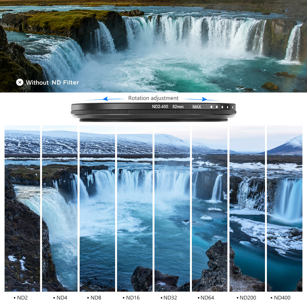 Neutralus tamsinantis filtras, 58mm nd2-400 (neutral density 1-8.6 Stop'ų), rise-uk kaina ir informacija | Filtrai objektyvams | pigu.lt