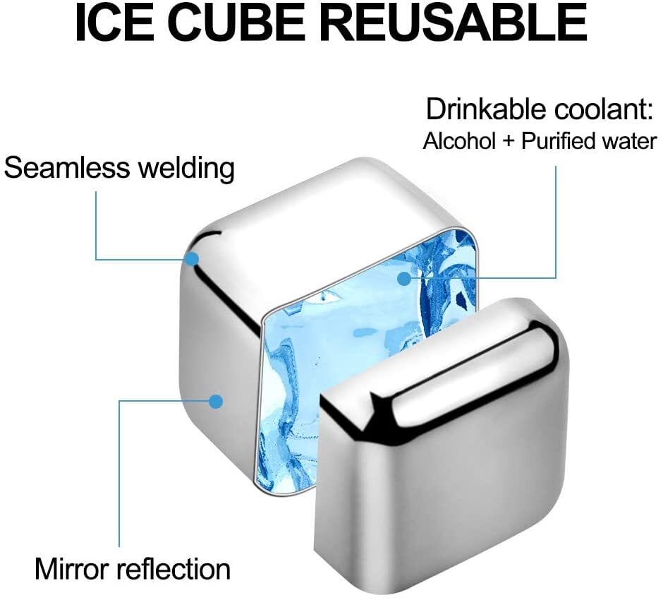 Metaliniai ledo kubeliai viskiui , 8 vnt. цена и информация | Virtuvės įrankiai | pigu.lt