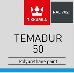 Metaliniai dažai Tikkurila Temadur 50 RAL 7021 Black Gray, 1L kaina ir informacija | Dažai | pigu.lt