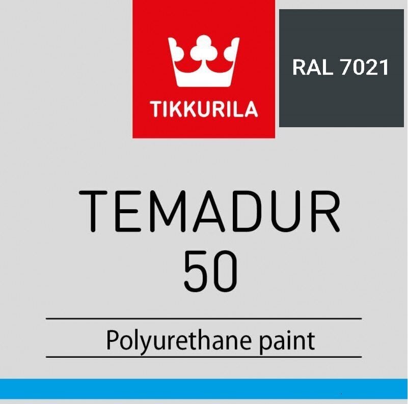 Metaliniai dažai Tikkurila Temadur 50 RAL 7021 Black Gray, 1L kaina |  pigu.lt