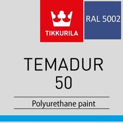 Metaliniai dažai Tikkurila Temadur 50 RAL 5002 Ultra Marine, 1L kaina ir informacija | Dažai | pigu.lt