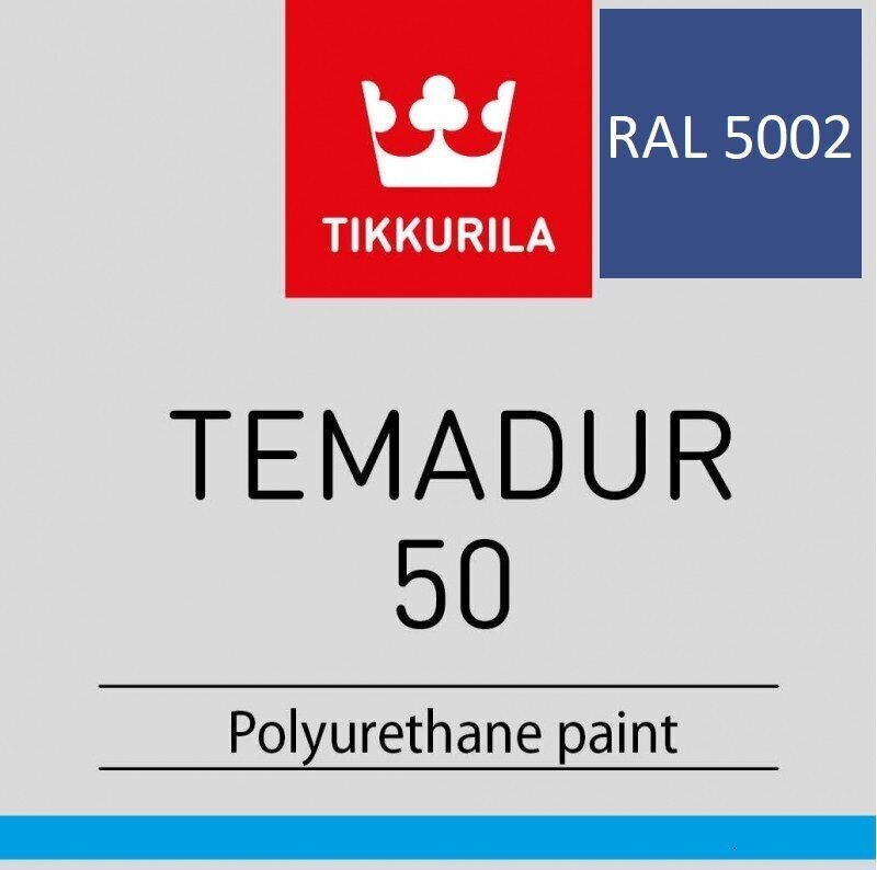 Metaliniai dažai Tikkurila Temadur 50 RAL 5002 Ultra Marine, 3L kaina |  pigu.lt