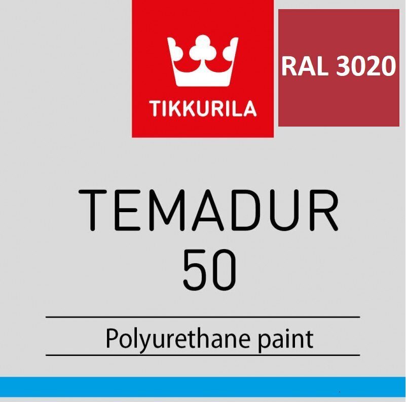 Dažai värv Tikkurila Temadur 50 RAL 3020 Traffic Red 3L kaina ir informacija | Dažai | pigu.lt