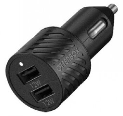 OTTERBOX CAR CHARGER BUNDLE 2X USB A 12W + USB-C CABLE 1M BLACK kaina ir informacija | Krovikliai telefonams | pigu.lt