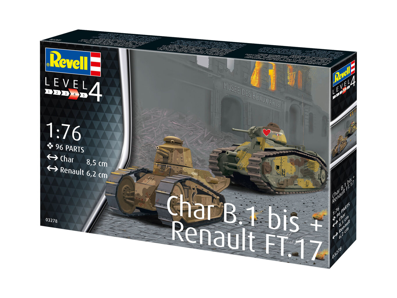 Klijuojamas modelis Revell Char. B.1 bis ir Renault FT.17 1:76, 96 d. kaina ir informacija | Konstruktoriai ir kaladėlės | pigu.lt