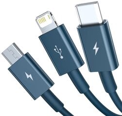 Baseus 3in1 Superior USB kabelis į micro USB / USB-C / Lightning 3.5 A, 1.2 m kaina ir informacija | Laidai telefonams | pigu.lt