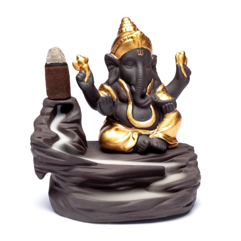 Atbulinio smilkimo "krioklio efekto" (backflow) laikiklis Ganesha, 11 x 11 x 9 cm kaina ir informacija | Žvakės, Žvakidės | pigu.lt