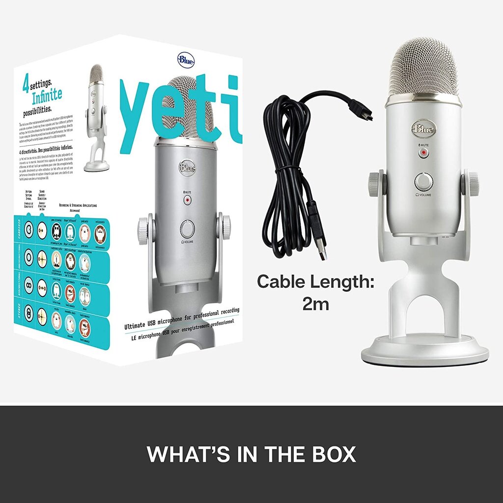 Mikrofonas Blue Yeti USB Silver цена и информация | Mikrofonai | pigu.lt