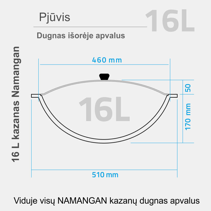 Šlifuotas, išdegintas uzbekiškas kazanas 16 l kaina ir informacija | Puodai, greitpuodžiai | pigu.lt