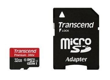 Transcend 32GB microSDHC UHS-I (10 klasės) + SD adapteris kaina ir informacija | Atminties kortelės telefonams | pigu.lt