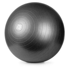 Gimnastikos kamuolys su pompa Meteor 75 cm, juodas kaina ir informacija | Gimnastikos kamuoliai | pigu.lt