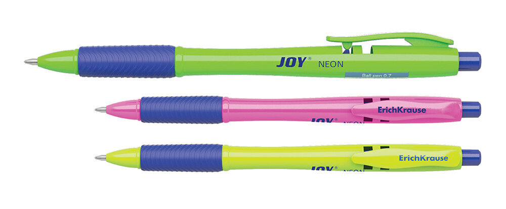 Tušinukas ErichKrause® JOY® Neon, Ultra Glide Technology, mėlynas, 3 vnt. kaina ir informacija | Rašymo priemonės | pigu.lt