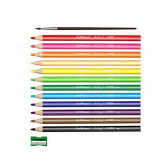 Акварельные карандаши трехгранные ArtBerry® Jumbo с кисточкой и точилкой, 12 цветов цена и информация | Принадлежности для рисования, лепки | pigu.lt