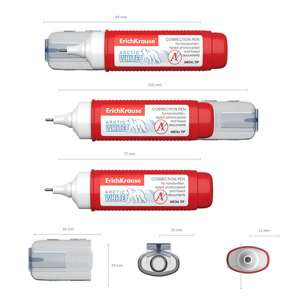 Korekcinis rašiklis ErichKrause® Arctic white, 12ml цена и информация | Kanceliarinės prekės | pigu.lt