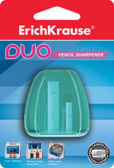 Пластиковая точилка ErichKrause Duo, два отверстия, с контейнером, цвет корпуса ассорти (в блистере по 1 шт.) цена и информация | Канцелярские товары | pigu.lt
