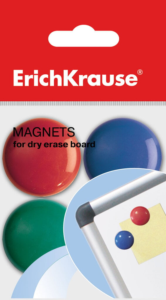 Magnetai, ErichKrause, 30mm, 8vnt., įvairių spalvų kaina ir informacija | Kanceliarinės prekės | pigu.lt