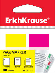 Plastikiniai žymekliai lipniu kraštu ErichKrause® Neon, 25 x 44 mm, 40 lapelių, 2 spalvos: geltona, rožinė kaina ir informacija | Kanceliarinės prekės | pigu.lt