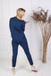 Klasikinis trikotažinis kostiumėlis su kantu, mėlynas kaina ir informacija | Kostiumėliai moterims | pigu.lt