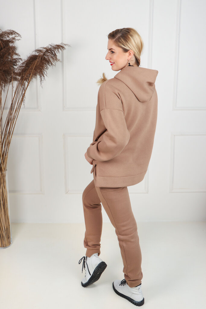 Medvilninis laisvalaikio Oversize kostiumėlis, smėlio spalvos kaina ir informacija | Kostiumėliai moterims | pigu.lt