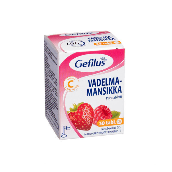 Maisto papildas Gefilus aviečių-braškių skonio, 30 tablečių цена | pigu.lt