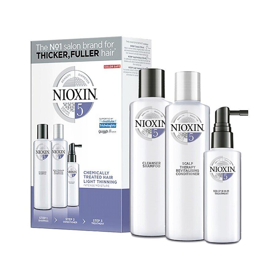 Rinkinys Nioxin 3D Care System 5: šampūnas 300 ml + kondicionierius 300 ml + serumas 100 ml kaina ir informacija | Šampūnai | pigu.lt