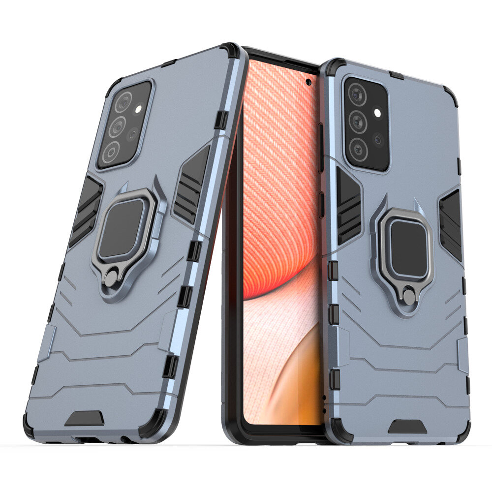 Ring Armor Case Kickstand Tough Rugged Cover, skirtas Samsung Galaxy A72 4G, mėlynas kaina ir informacija | Telefono dėklai | pigu.lt