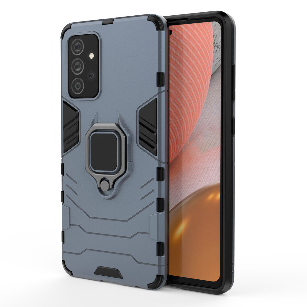 Ring Armor Case Kickstand Tough Rugged Cover, skirtas Samsung Galaxy A72 4G, mėlynas kaina ir informacija | Telefono dėklai | pigu.lt