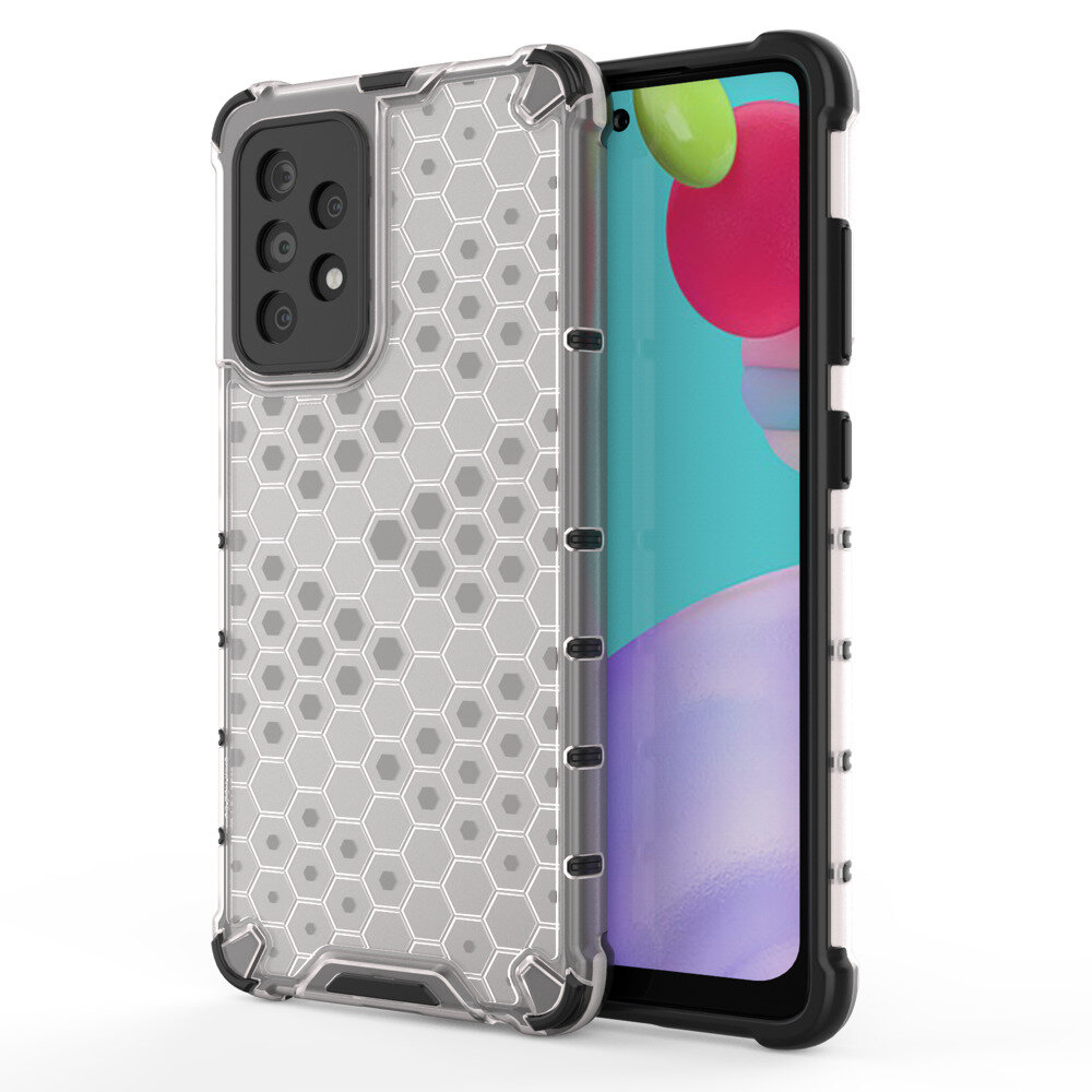 Honeycomb Case armor cover with TPU Bumper skirtas Samsung Galaxy A52s 5G / A52 5G / A52 4G, sidabrinis kaina ir informacija | Telefono dėklai | pigu.lt