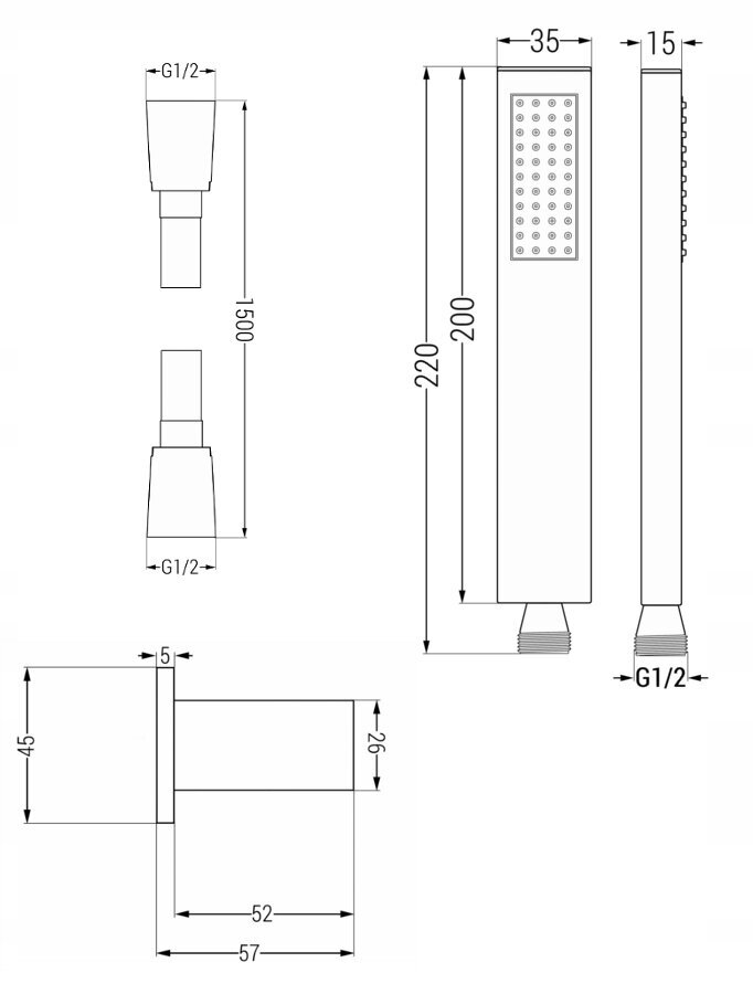 Potinkinis dušo komplektas su termostatu Mexen Cube 6in1, 30x30 cm, Graphite цена и информация | Dušo komplektai ir panelės | pigu.lt