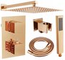 Potinkinis dušo komplektas su termostatu Mexen Cube 6in1, 30x30 cm, Rose Gold kaina ir informacija | Dušo komplektai ir panelės | pigu.lt