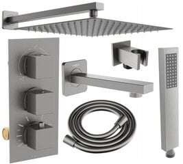 Potinkinis dušo ir vonios komplektas su termostatu Mexen Cube 7in1, 30x30 cm, Graphite kaina ir informacija | Dušo komplektai ir panelės | pigu.lt