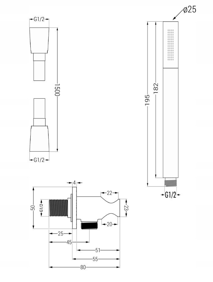 Potinkinis dušo ir vonios komplektas su termostatu Mexen Kai 7in1, 30 cm, Black kaina ir informacija | Dušo komplektai ir panelės | pigu.lt