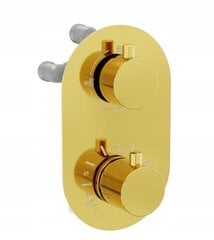 Potinkinis dušo ir vonios komplektas su termostatu Mexen Kai 7in1, 30 cm, Gold kaina ir informacija | Dušo komplektai ir panelės | pigu.lt