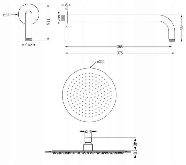 Potinkinis dušo ir vonios komplektas su termostatu Mexen Kai 7in1, 30 cm, Rose Gold kaina ir informacija | Dušo komplektai ir panelės | pigu.lt