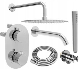 Potinkinis dušo ir vonios komplektas su termostatu Mexen Kai 7in1, 30 cm, Chrome kaina ir informacija | Dušo komplektai ir panelės | pigu.lt