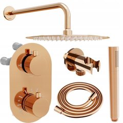 Potinkinis dušo komplektas su termostatu Mexen Kai 6in1, 30 cm, Rose Gold цена и информация | Душевые комплекты и панели | pigu.lt