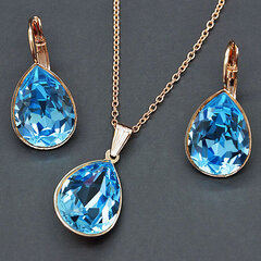 Papuošalų rinkinys moterims DiamondSky Crystal Drop II (Aquamarine Blue) su Swarovski kristalais DS00S250 kaina ir informacija | Papuošalų rinkiniai | pigu.lt