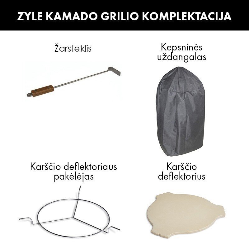 Kamado grilis su priedais Zyle 39,8 cm, Starter, ZY16KSRDSET, raudonas kaina ir informacija | Kepsninės, griliai | pigu.lt