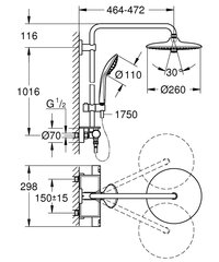 Grohe Vitalio Joy 260 termostatinė dušo sistema, chromas, 26403001 kaina ir informacija | Grohe Dušo kabinos ir kita įranga | pigu.lt