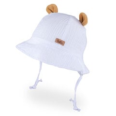 Organinės medvilnės muslin vienguba kepurė-panama su raišteliais berniukams TuTu, balta kaina ir informacija | Kepurės, pirštinės, šalikai berniukams | pigu.lt