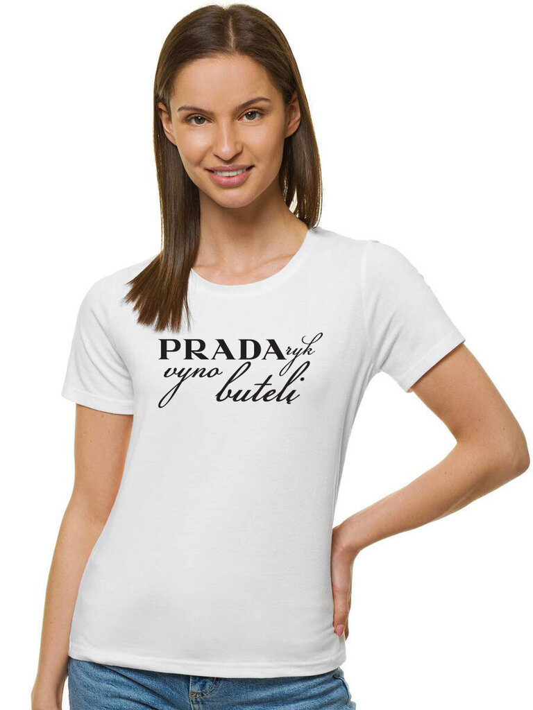 Marškinėliai moterims Prada JS/SD21143232, balti kaina ir informacija | Marškinėliai moterims | pigu.lt