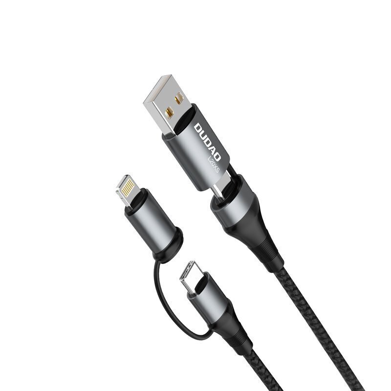 Kabelis Dudao 4in1 Micro USB - Lightning/ USB Type C - USB Multi-functional data cable Power Delivery 65W 1m kaina ir informacija | Laidai telefonams | pigu.lt