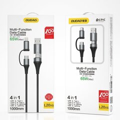 Dudao 4in1 Micro USB - Lightning/ USB Type C - USB Multi-functional data cable Power Delivery 65W 1m grey цена и информация | Кабели для телефонов | pigu.lt