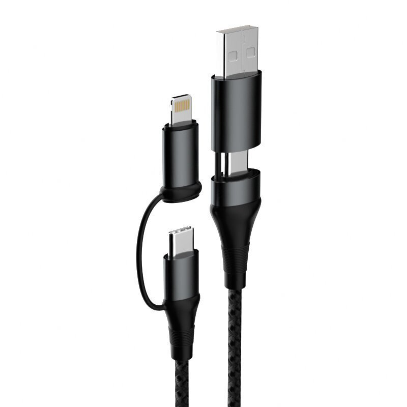 Kabelis Dudao 4in1 Micro USB - Lightning/ USB Type C - USB Multi-functional data cable Power Delivery 65W 1m kaina ir informacija | Laidai telefonams | pigu.lt