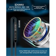 Универсальные In-Ear наушники iKaku Muya Dual Moving Coil, 3.5мм, 1.2м кабель, с микрофоном и пультом, черные цена и информация | Наушники | pigu.lt