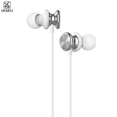 Универсальные In-Ear наушники iKaku Bailing Hi-Fi, 3.5мм, 1.2м кабель, с микрофоном и пультом, белые цена и информация | Наушники | pigu.lt