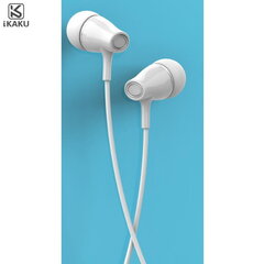 Универсальные In-Ear наушники iKaku Erman, 3.5мм, 1.2м кабель, с микрофоном и пультом, черные цена и информация | Наушники | pigu.lt