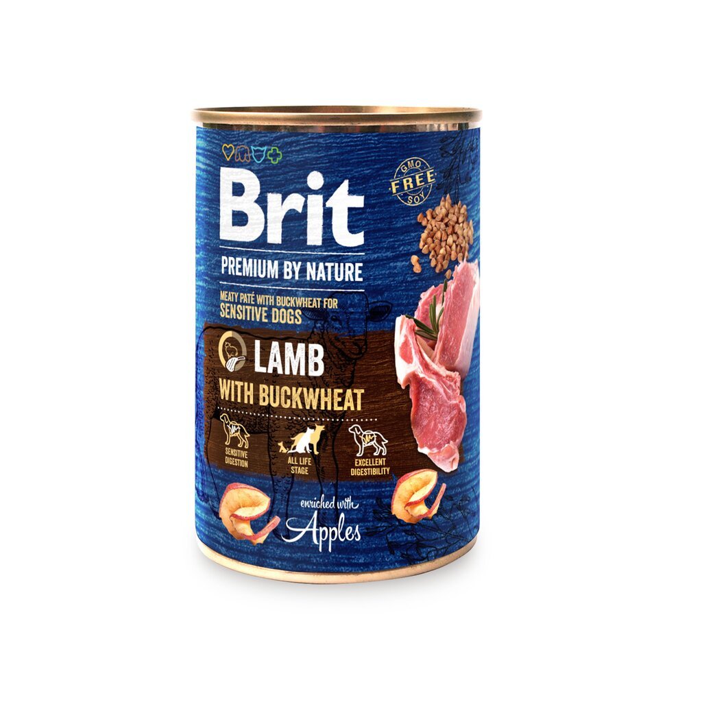 Brit Premium by Nature konservai šunims Lamb with Buckwheat 400g цена и информация | Konservai šunims | pigu.lt