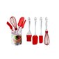 Silikoninių virtuvės įrankių rinkinys KAMILLE 7509 Raudonas цена и информация | Virtuvės įrankiai | pigu.lt