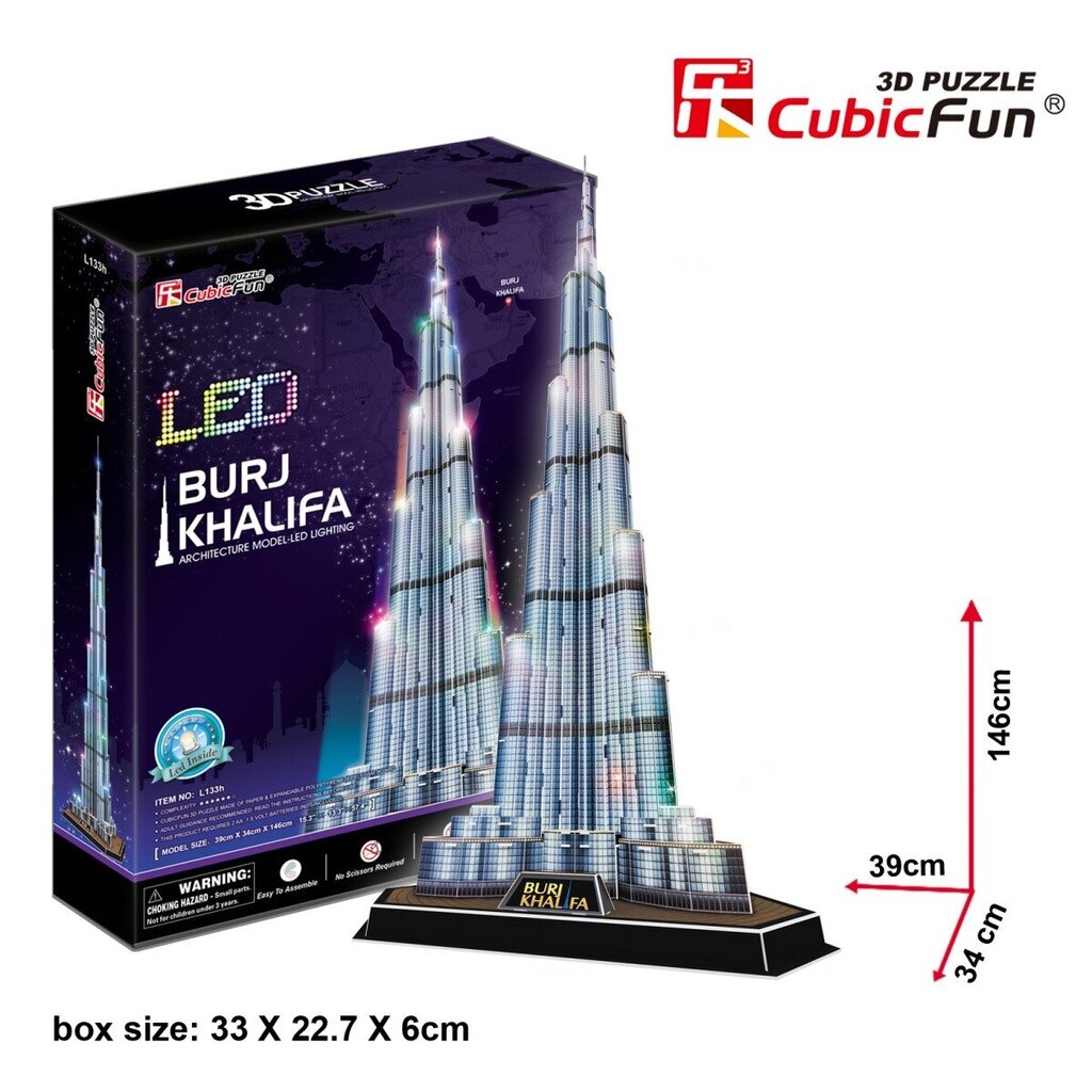 Cubic Fun Burj Khalifa 3D dėlionė kaina ir informacija | Dėlionės (puzzle) | pigu.lt